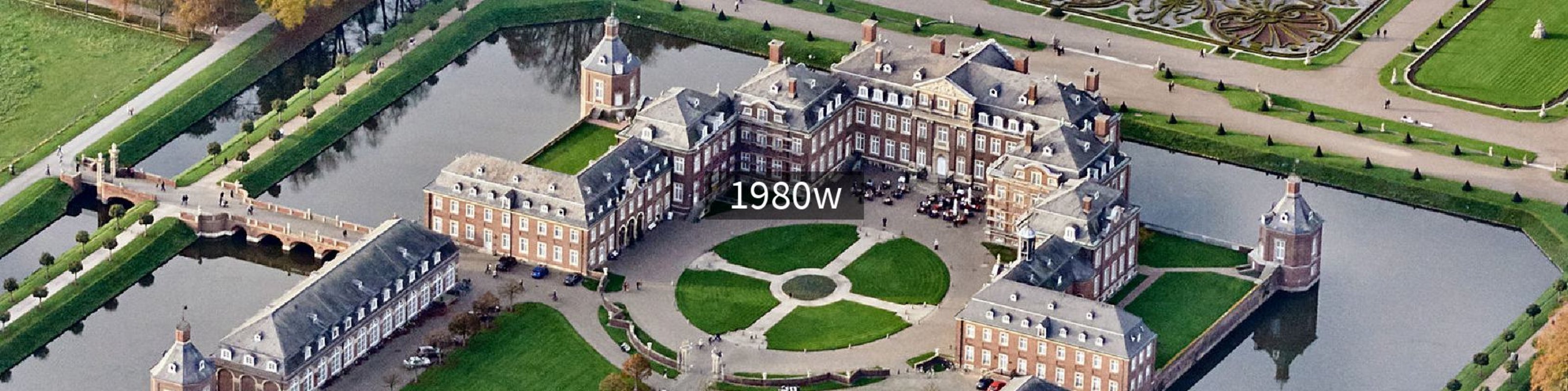 Luftaufnahme des Schloss Nordkirchen mit Innenhof und Burggraben